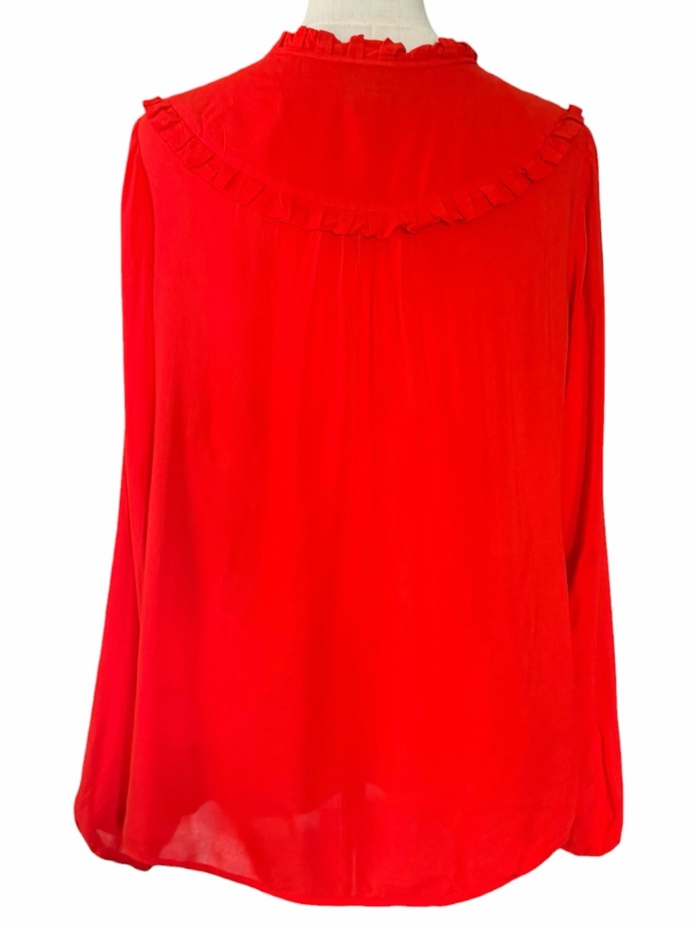 Boden Betsey Orange Ruffle Tie Neck Blouse Top US 6 EUC - Picture 4 of 6